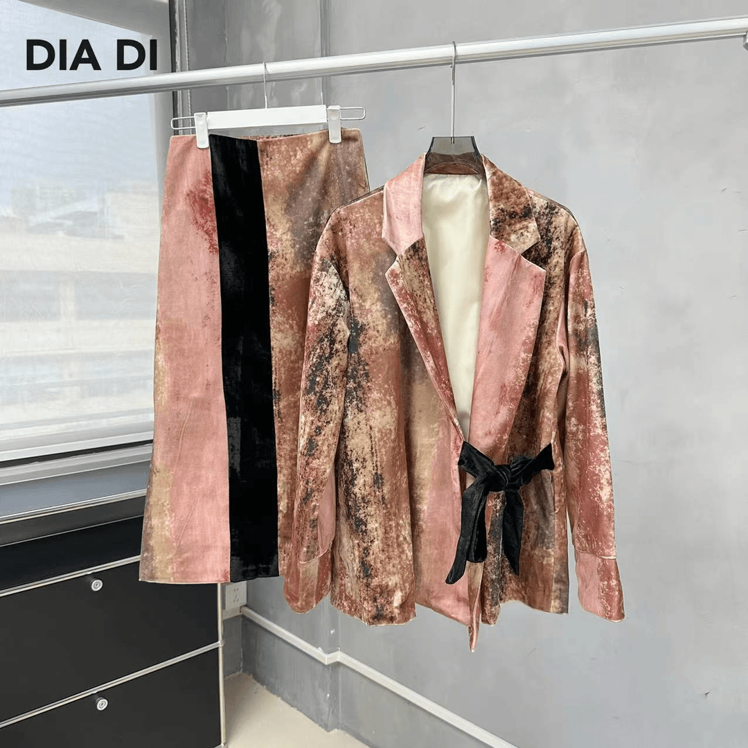 D STUDIO 高级感不规则丝绒套装 D1059
