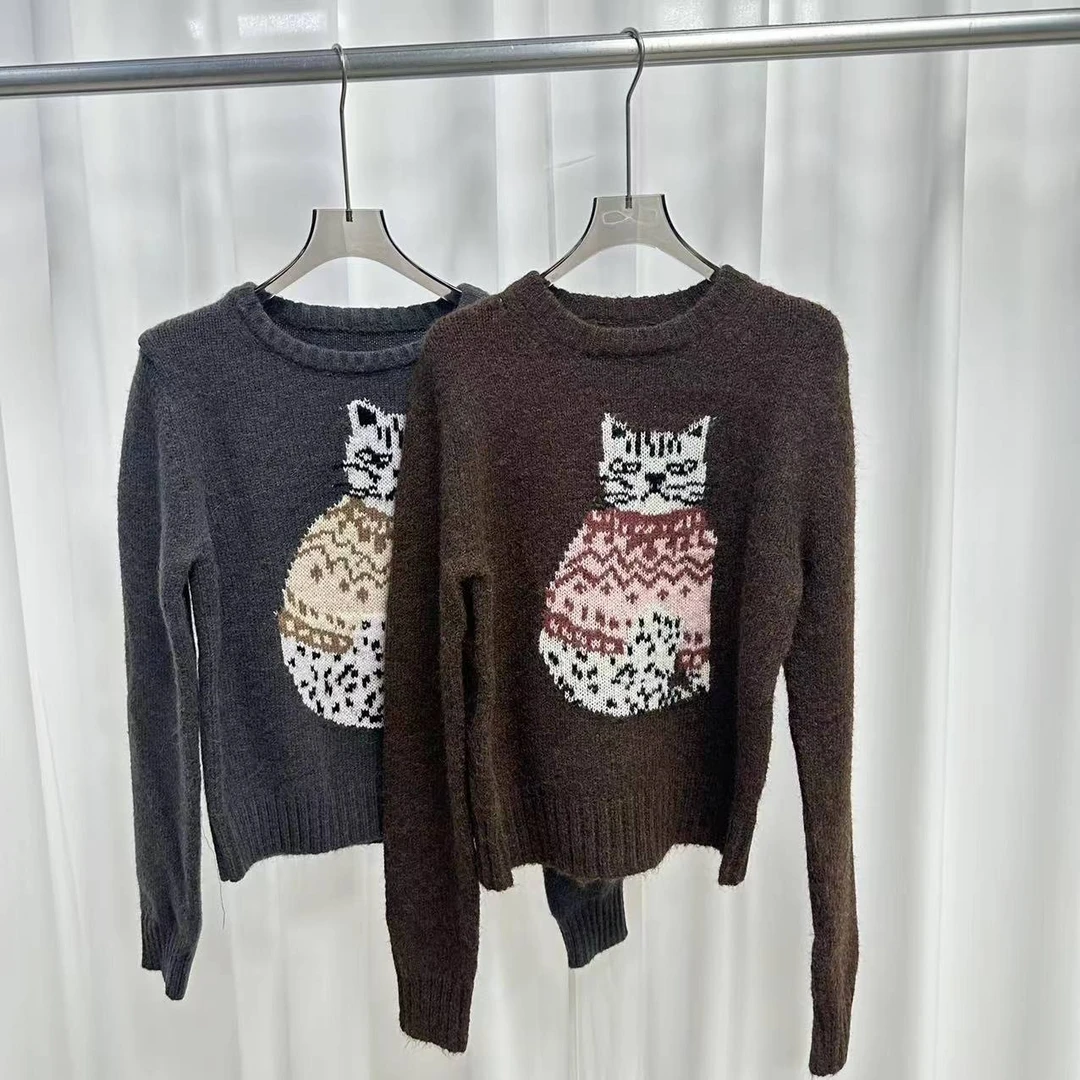 D STUDIO 俩色猫咪毛衣 D1684