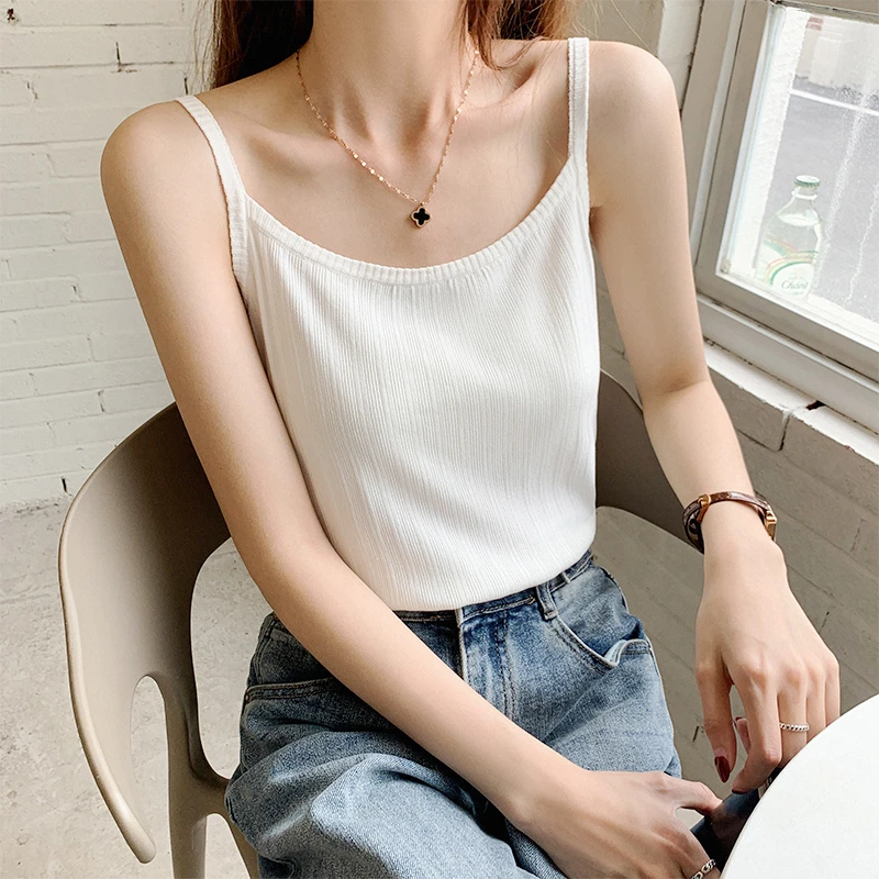 2024新款冰丝小吊带背心上衣遮副乳女士内搭高档性感打底外穿针织