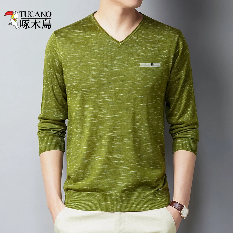 TUCANO/啄木鳥针织透气毛衣男士 长袖百搭春秋季薄款宽松圆领弹力