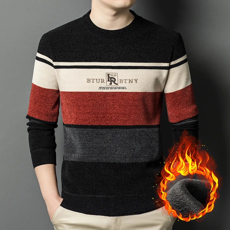 TUCANO/啄木鳥针织衫毛衣男装条纹男士长袖时尚休闲加绒加厚保暖