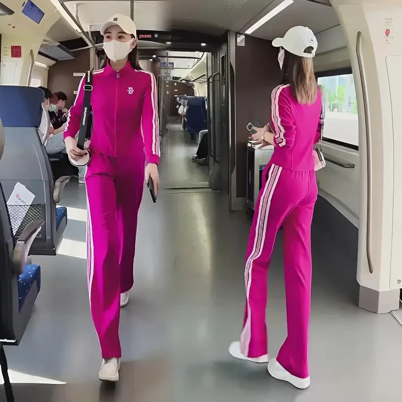 休闲运动套装女春秋2024立领卫衣秋季套装女款爆款2025新款