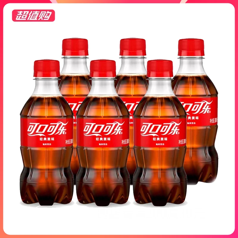 COCA COLA/可口可乐300ML*6瓶装经典口味即饮汽水饮料小瓶便携装