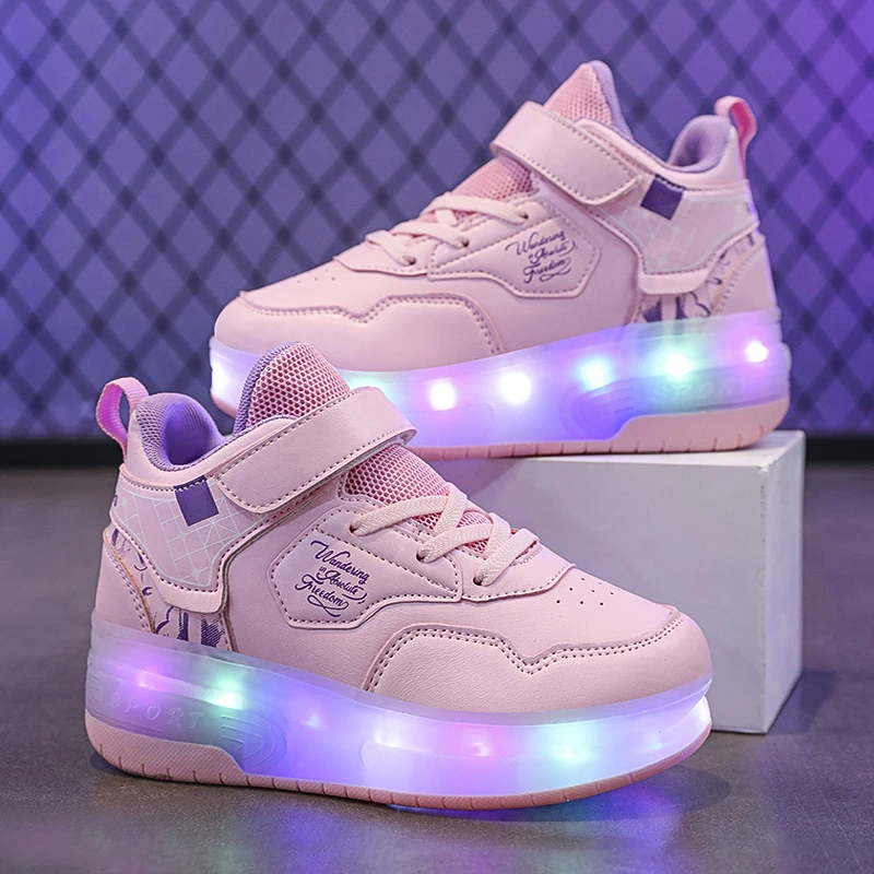 春季新款儿童暴走鞋男童女童高能感运动学生发光暴走鞋双轮暴走鞋