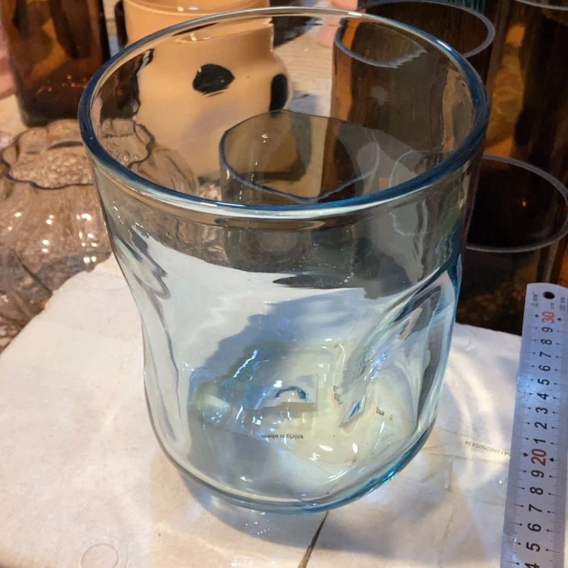 【闪购商品】天空蓝嗯坑玻璃花瓶