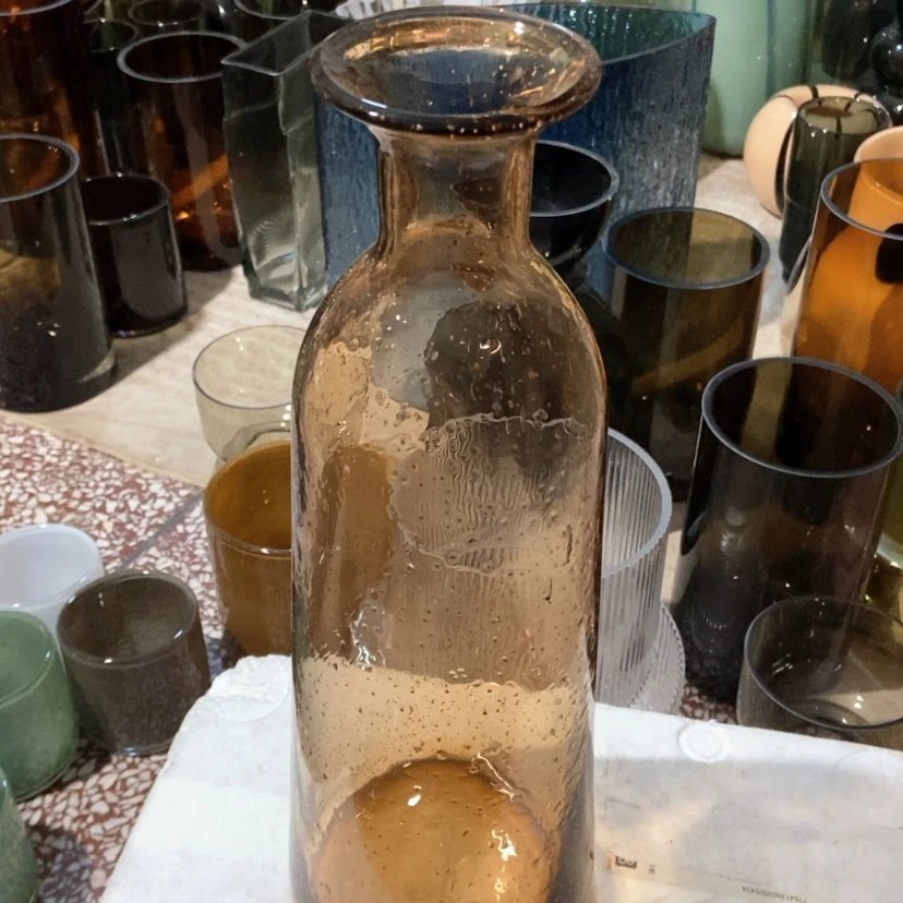 【闪购商品】荔*枝茶色撒金玻璃花瓶