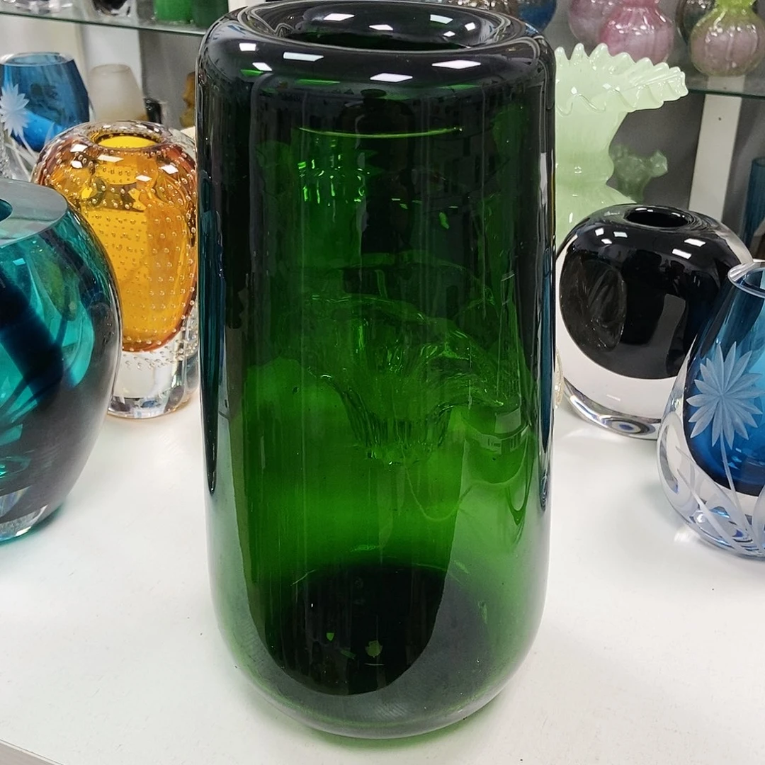 绿色琉璃花瓶摆件家居