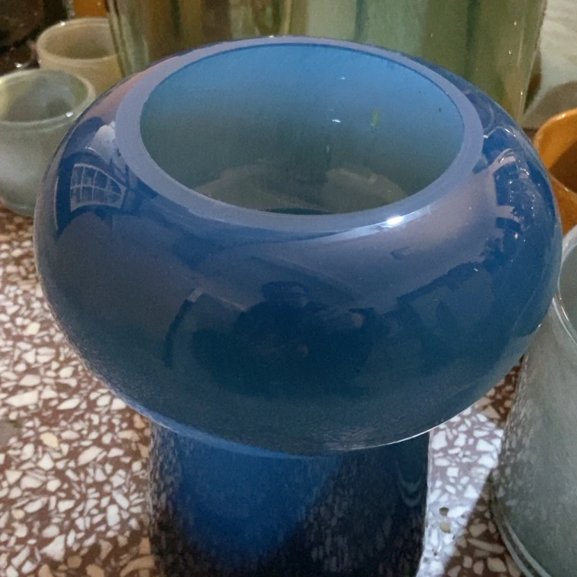 【闪购商品】蓝蘑菇玻璃花瓶