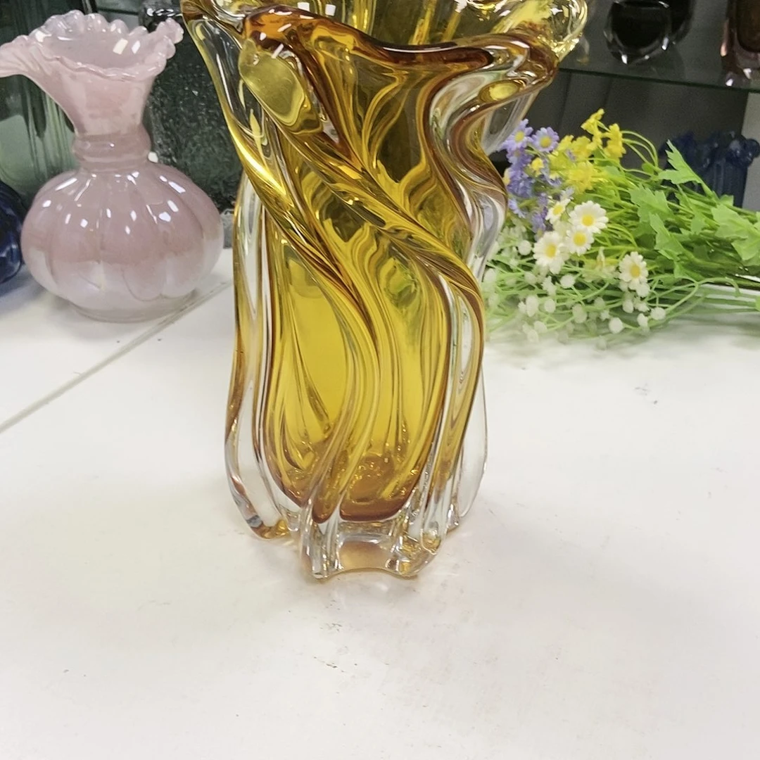 琉璃琥珀花瓶摆件家居装饰高27