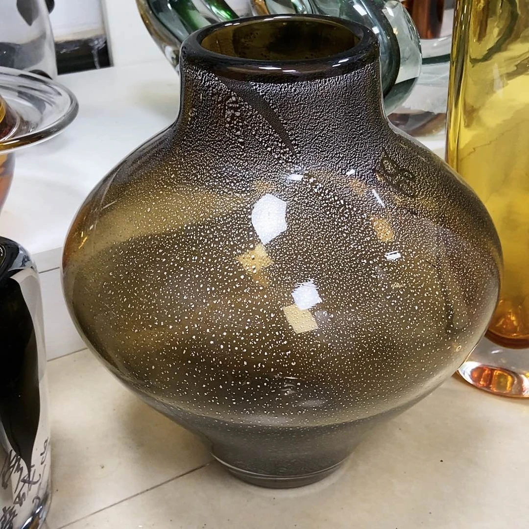 银铂琉璃大肚花瓶摆件