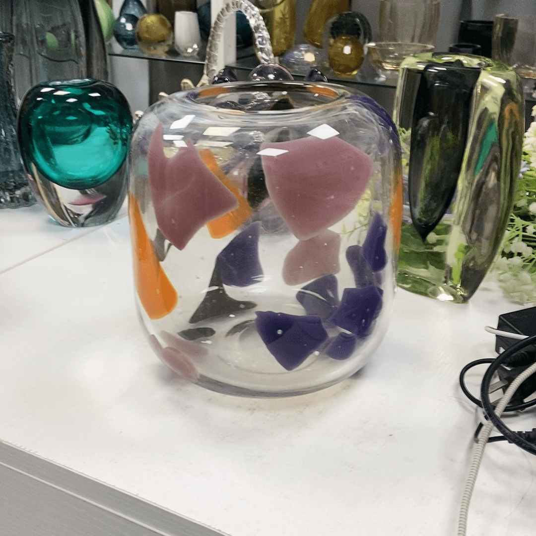 琉璃花瓶粉色花瓶摆件高20