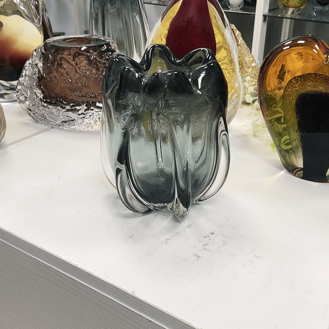 灰色琉璃才花瓶摆件家居设计高19