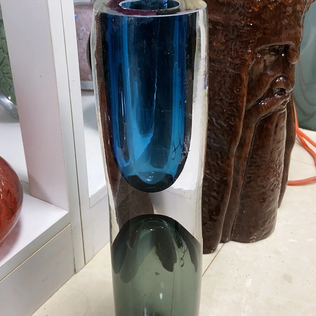 蓝色灰色花瓶摆件花瓶