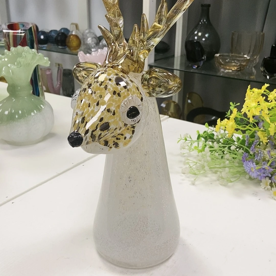 梅花鹿琉璃摆件家居设计花瓶