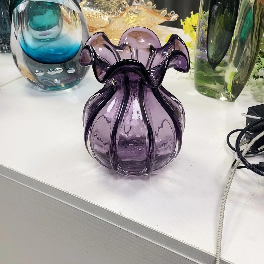 琉璃紫色花瓶摆件家居设计高16