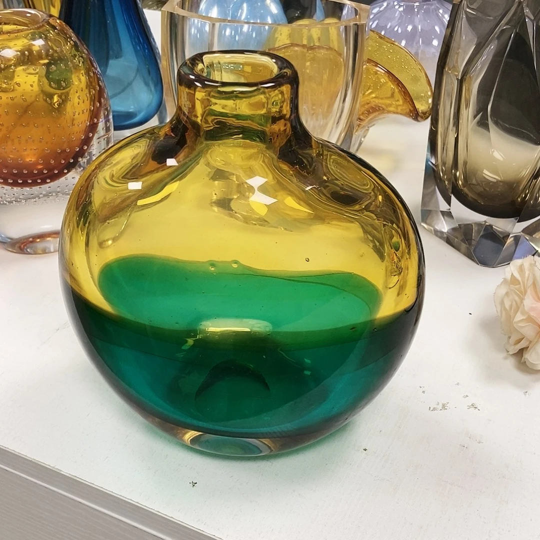 琥珀琉璃大肚花瓶摆件家居21