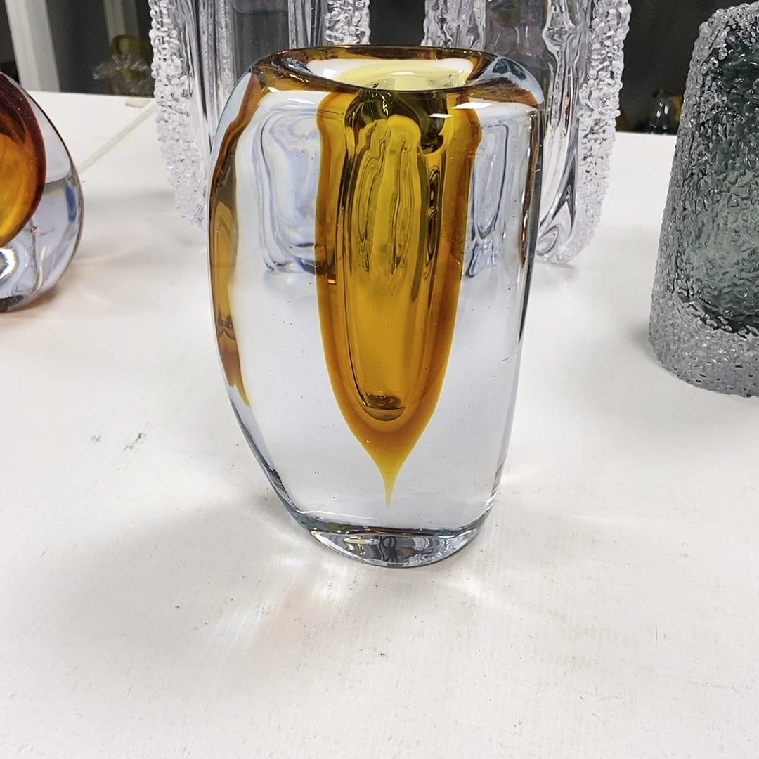 琥珀金色琉璃花瓶摆件20