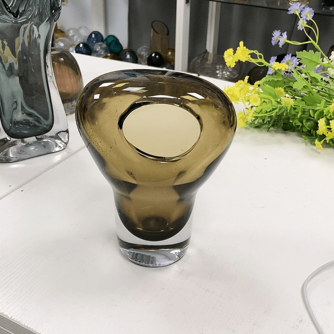 琉璃烟灰色花瓶摆件家居高21
