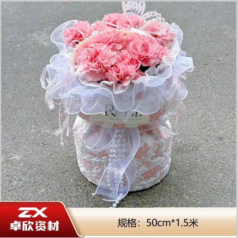樱花 玫瑰 小花朵布小香风气泡布花店圆形花束材料