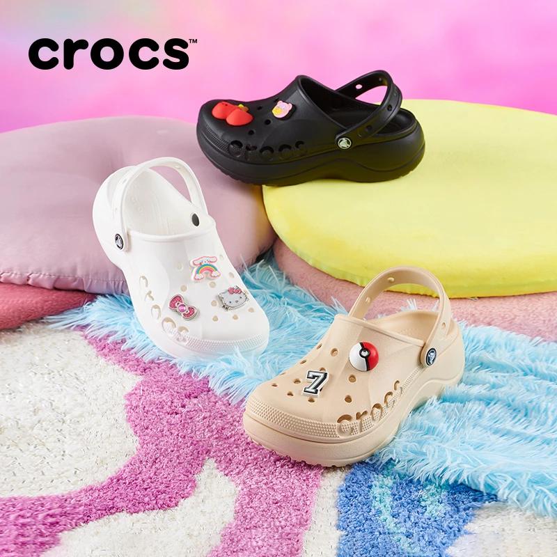 CROCS/卡骆驰【贝雅云彩洞洞鞋】女沙滩鞋户外厚底包头拖鞋|208186