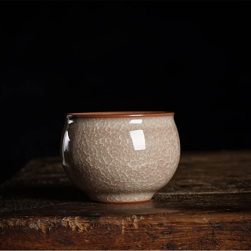 冰裂纹主人杯复古陶瓷功夫茶具个人专用茶杯遇水化冰开片可养线