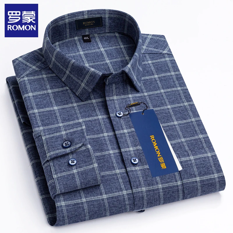 罗蒙 100棉 男士长袖衬衫 春秋纯棉磨毛衬衣男款2025新款爆款男装