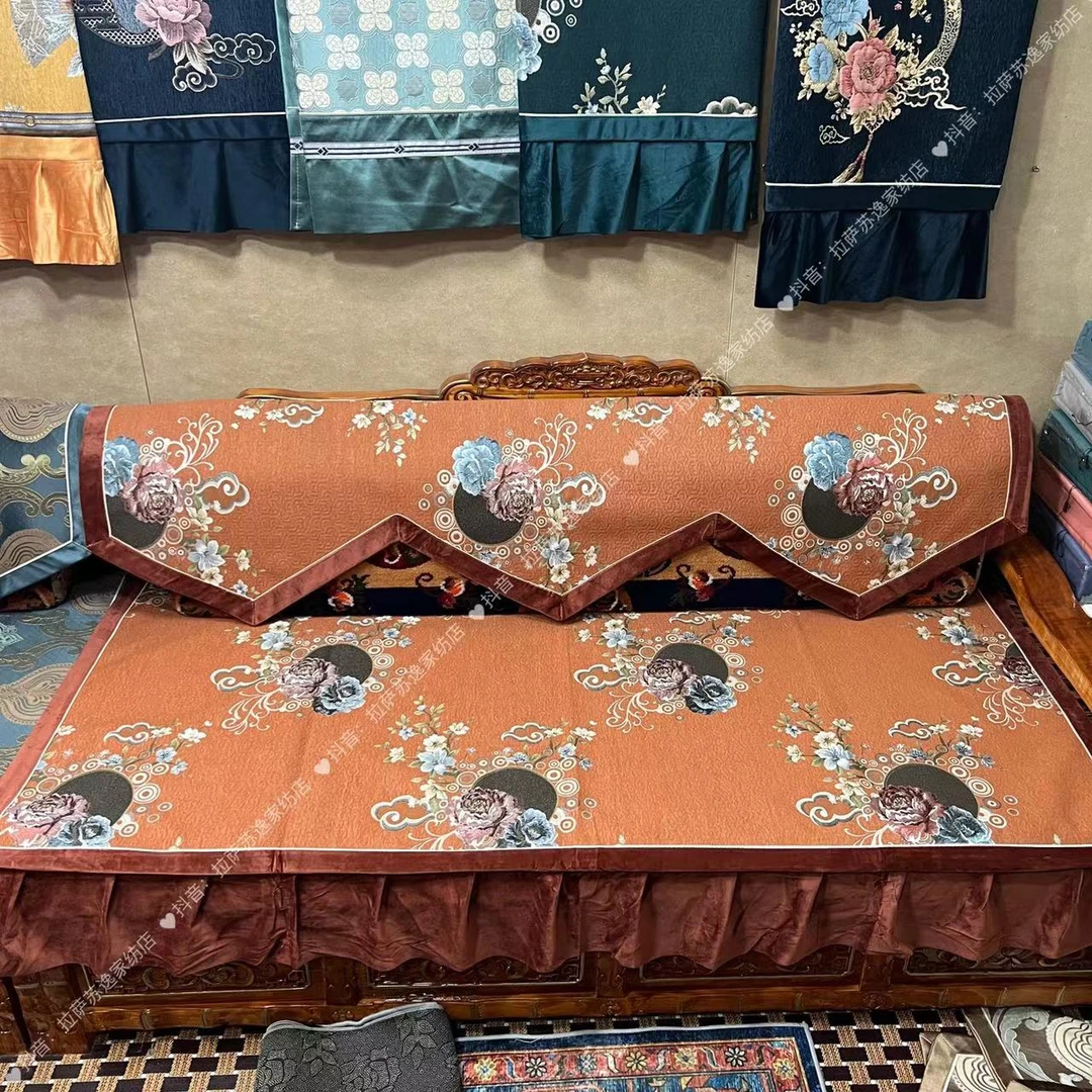 精品雪尼尔2024新款藏式床边沙发垫（靠背坐垫都防滑）西藏包邮