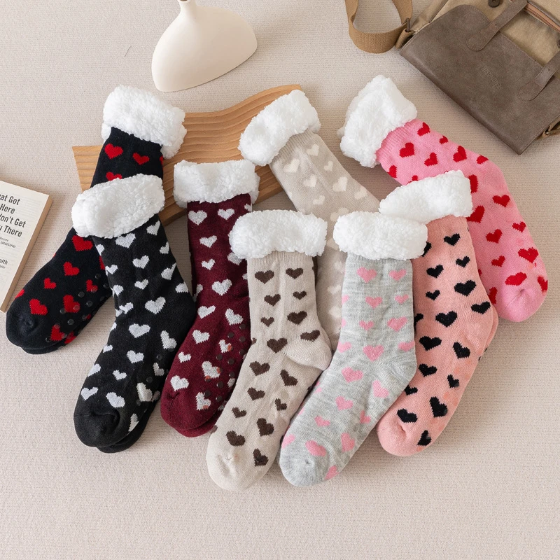 【金铂喜】地板袜地毯袜家居加绒睡眠羊羔绒袜子月子雪地袜拖鞋袜套
