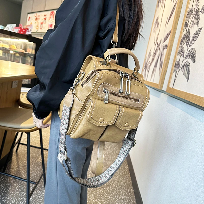 多功能双肩包设计感小众背包女2023新款时尚三用单肩斜挎包手提包