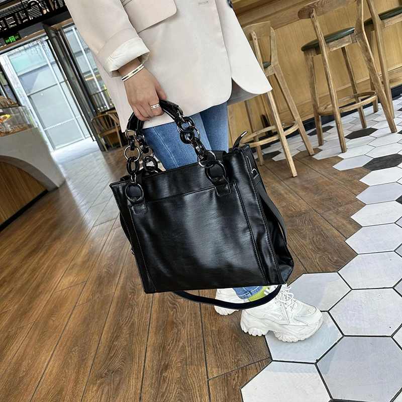 大容量手提包时尚托特包女2023高级感软皮简约百搭通勤单肩斜跨包