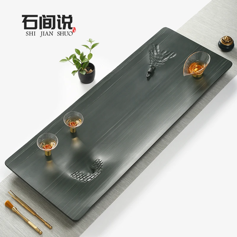 石间说天然皇庭玉石茶盘雕刻适合搭配茶具茶壶高端茶盘家用船与岸