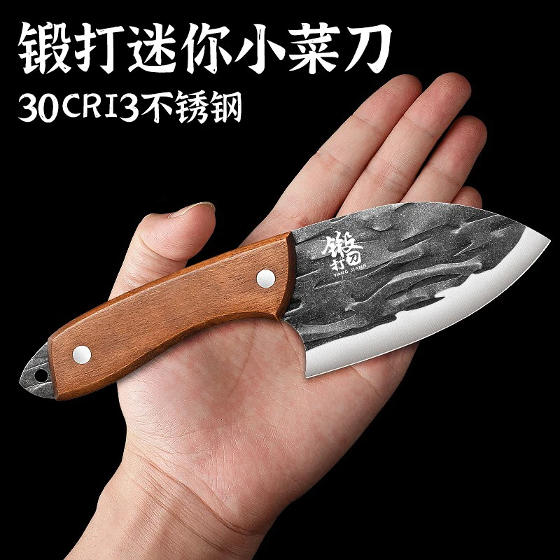 手工锻打小菜刀家用杀鱼切牛羊肉切菜切片迷你小刀户外刀具水果刀