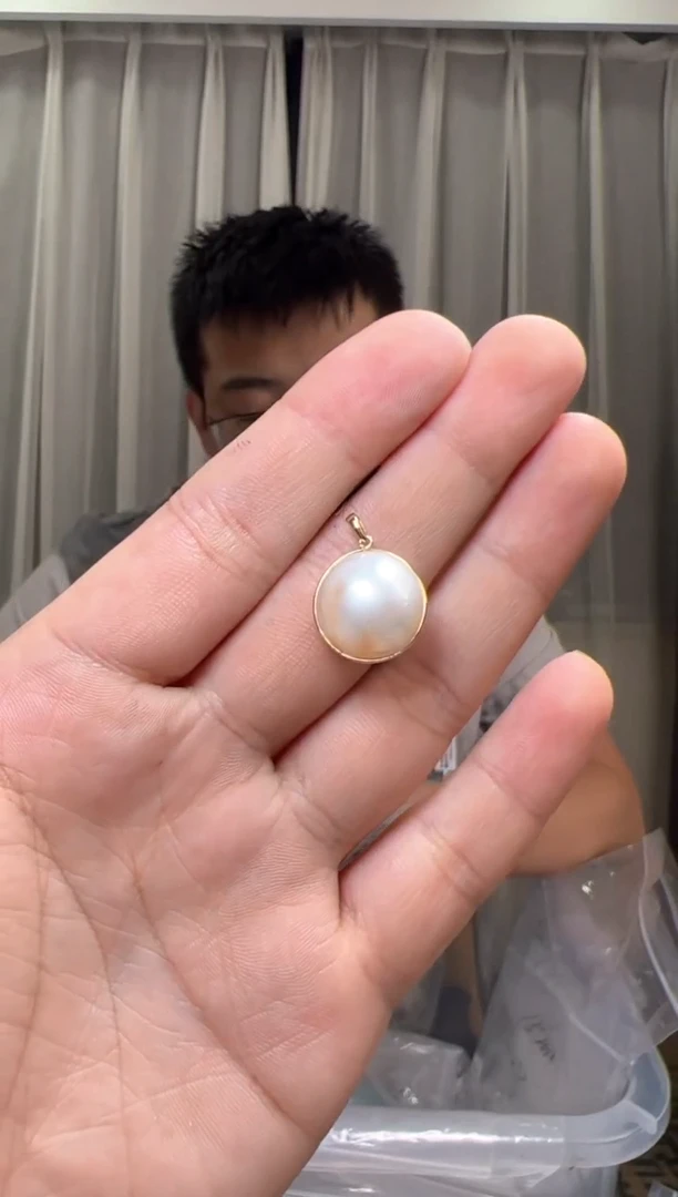 【闪购商品】拼合珍珠（马贝珠）吊坠(不含链)18K金镶嵌马贝珠吊坠