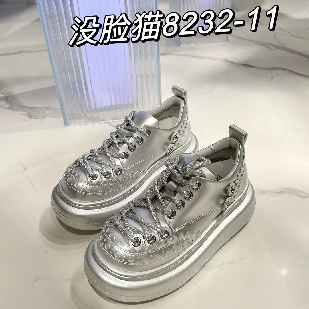 没脸猫时尚百搭厚底系带松糕底潮流休闲运动鞋8232-11