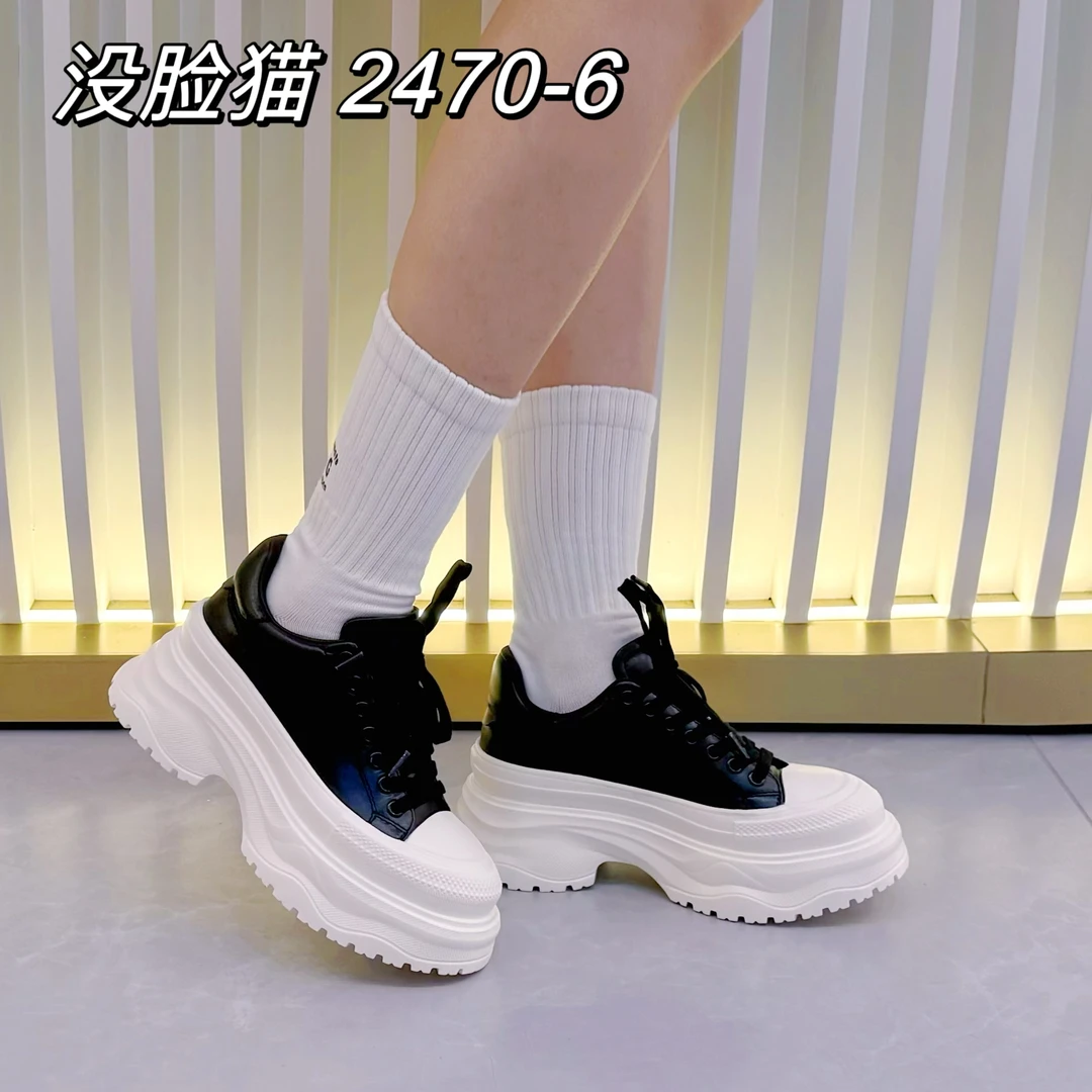 没脸猫时尚百搭潮流厚底系带秋季松糕女鞋2470-6