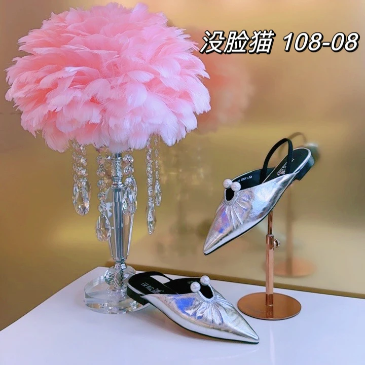 没脸猫2024时尚百搭女士夏季性感后空低跟凉鞋109-08