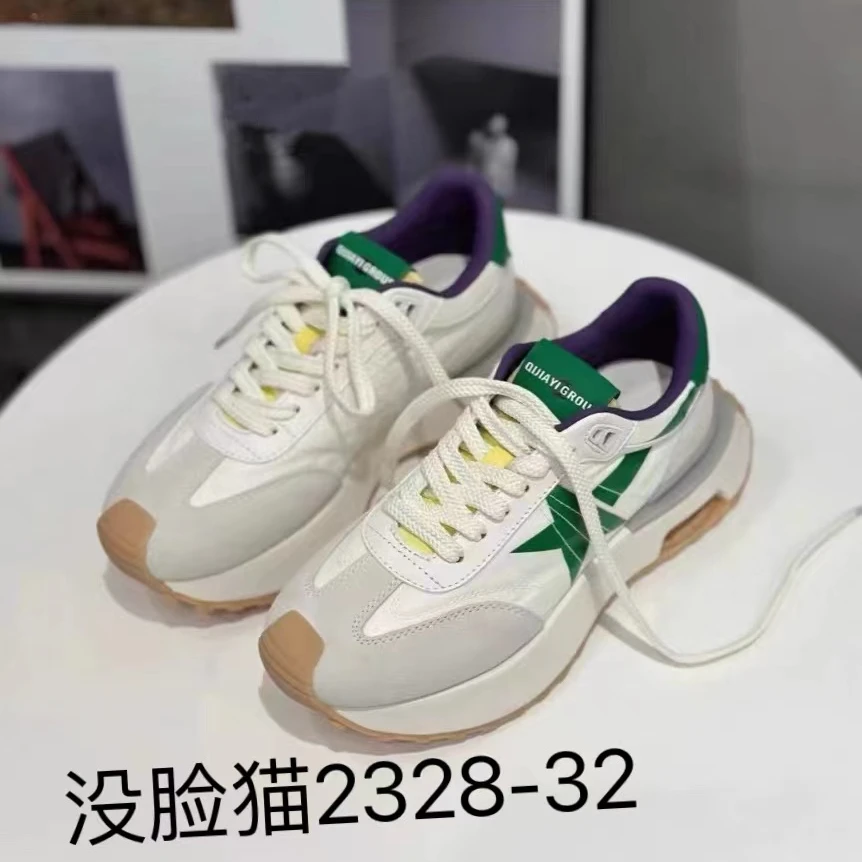 没脸猫春季女士时尚百搭厚底拼色系带潮流运动休闲鞋2328-32