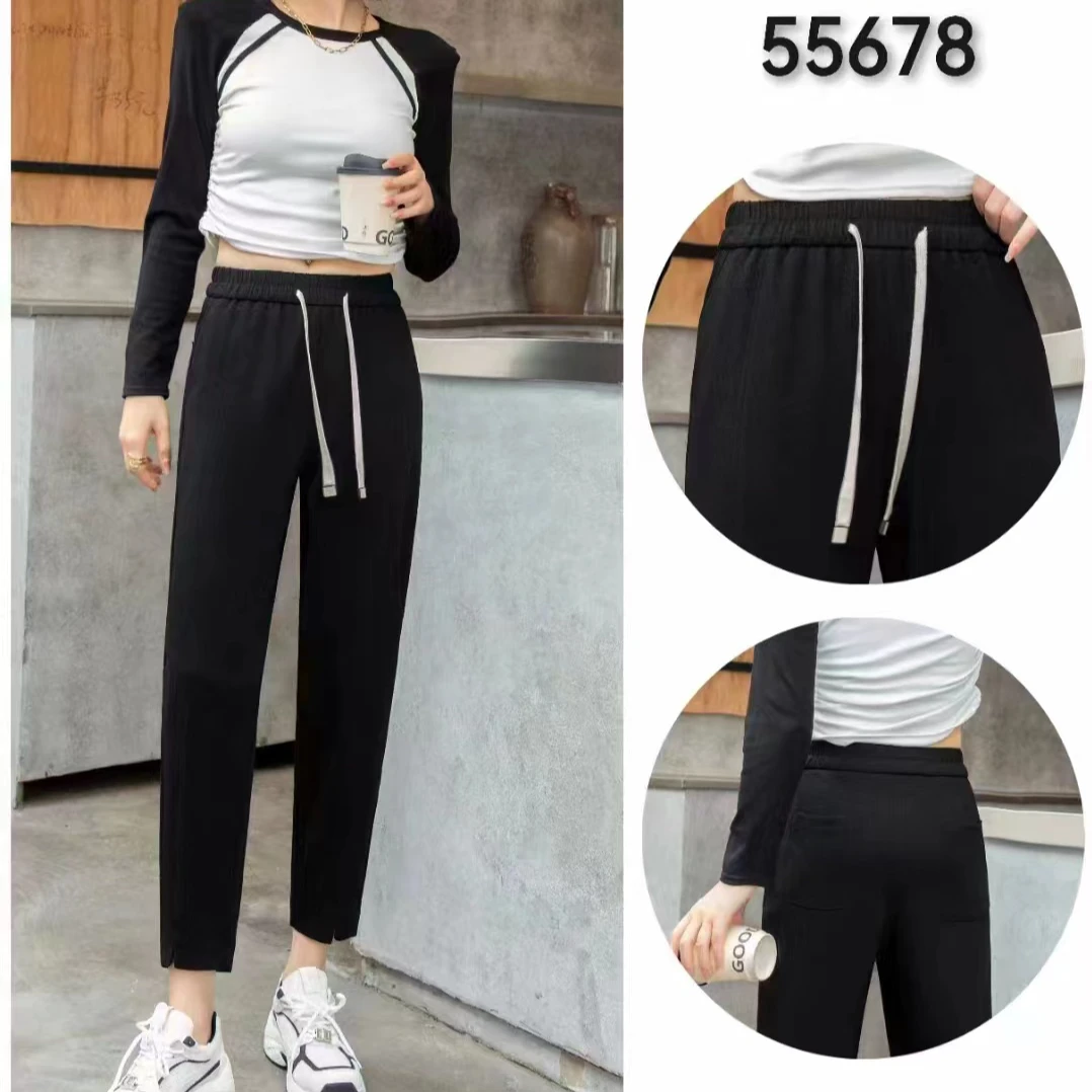 雲安娜休闲百搭时尚宽松九分束腿休闲裤55678