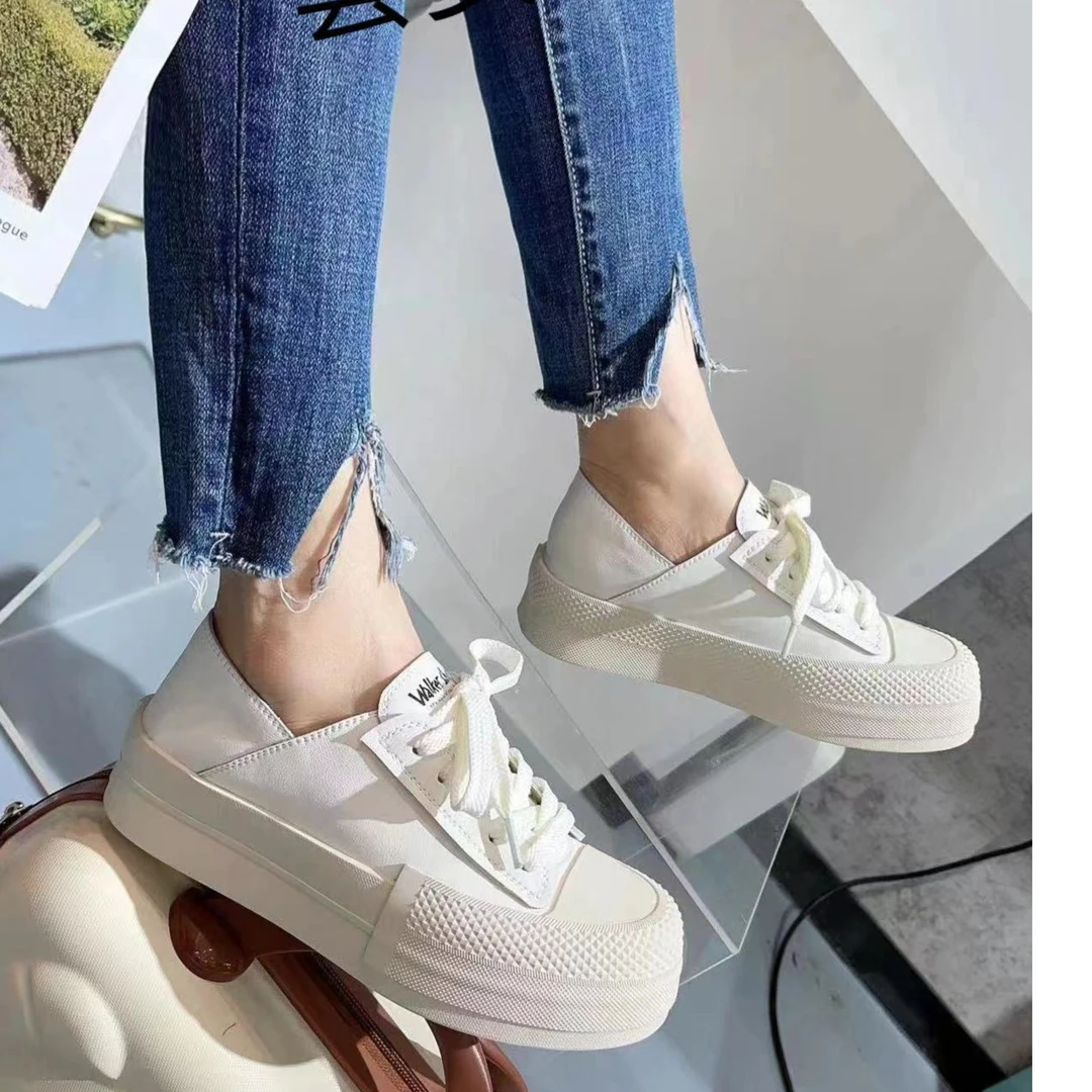 YUNANNA/雲安娜真皮时尚休闲低帮厚底简约小白鞋平底百搭款8705