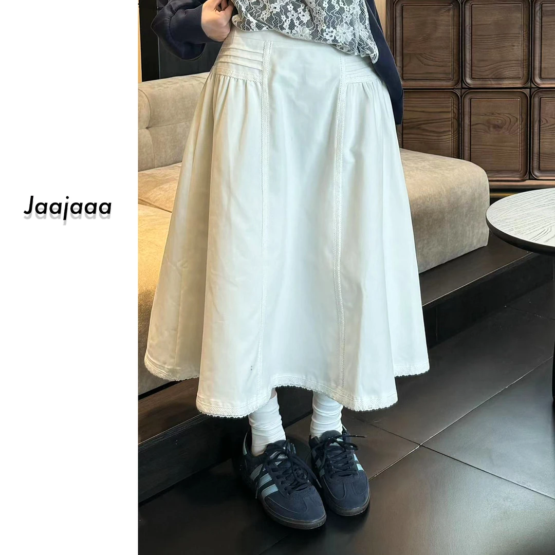 Jaajaaa松弛早秋 设计感半身裙短裙蕾丝裙边时尚百搭/AFBI