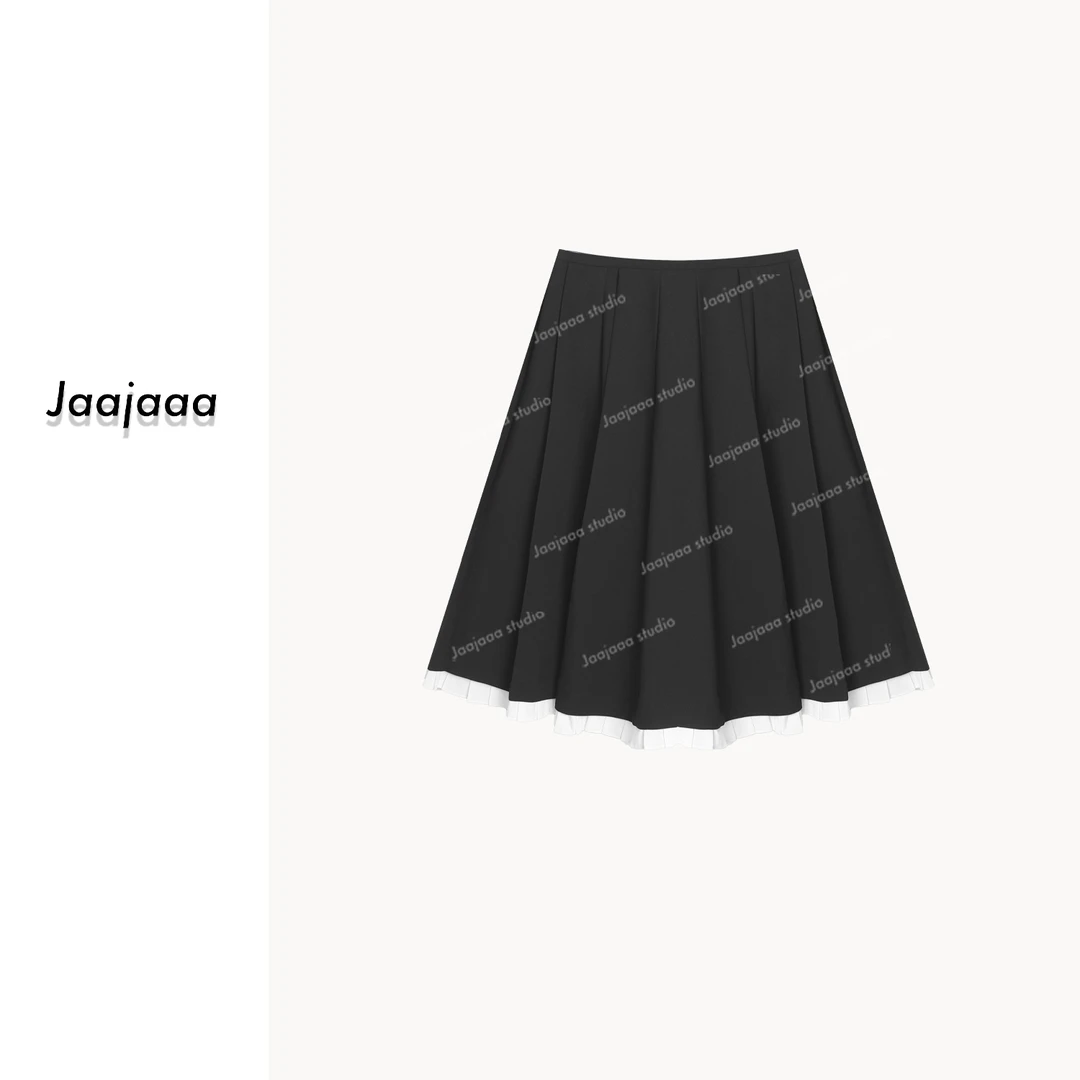 Jaajaaa以秋之名  拼色时尚设计半身裙复古休闲/IXGI