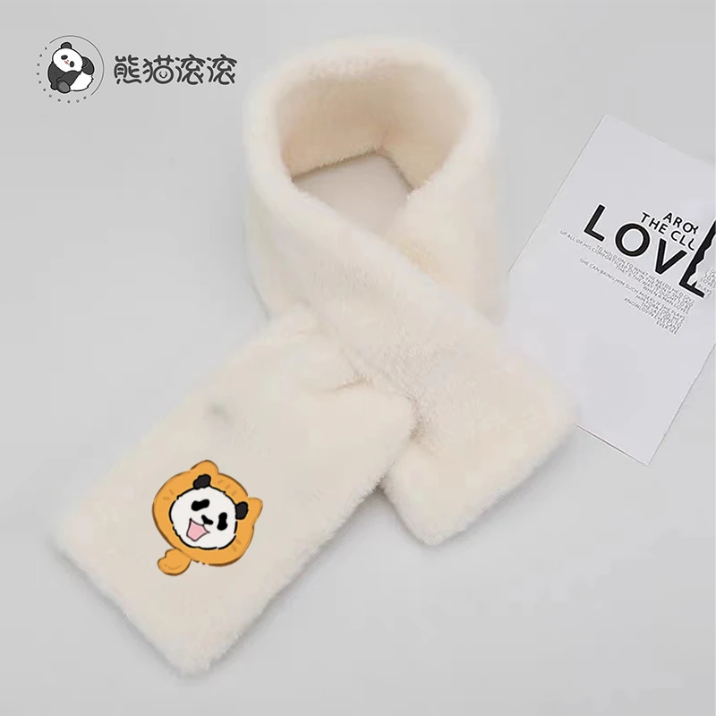 【新品熊猫福宝围巾】冬季毛绒围巾卡通可爱保暖毛毛围巾男女通用