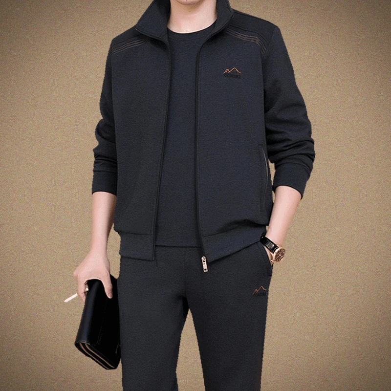 中年男装休闲运动服套装春秋季中老年人爸爸春装50岁60男士运动装