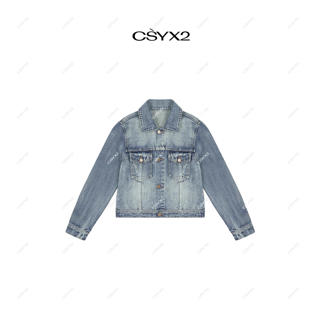 CsyX2-2025S/S早秋新款百搭简约设计感口袋四粒扣牛仔外套SC-0414