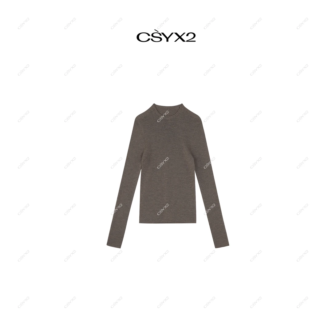CsyX2-2025秋冬100%绵羊毛针织毛衣打底T恤SC-0422