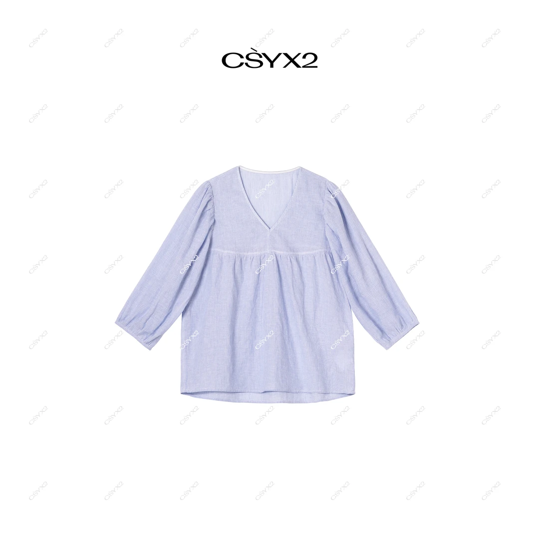 CsyX2-2024F/W条纹v领T恤初恋娃娃衫S11062