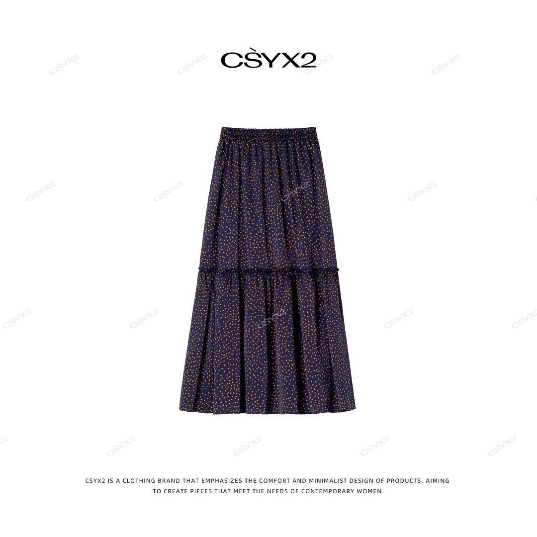 CsyX2-2025S/S早春新款 气质显瘦橙色波点半裙D40687