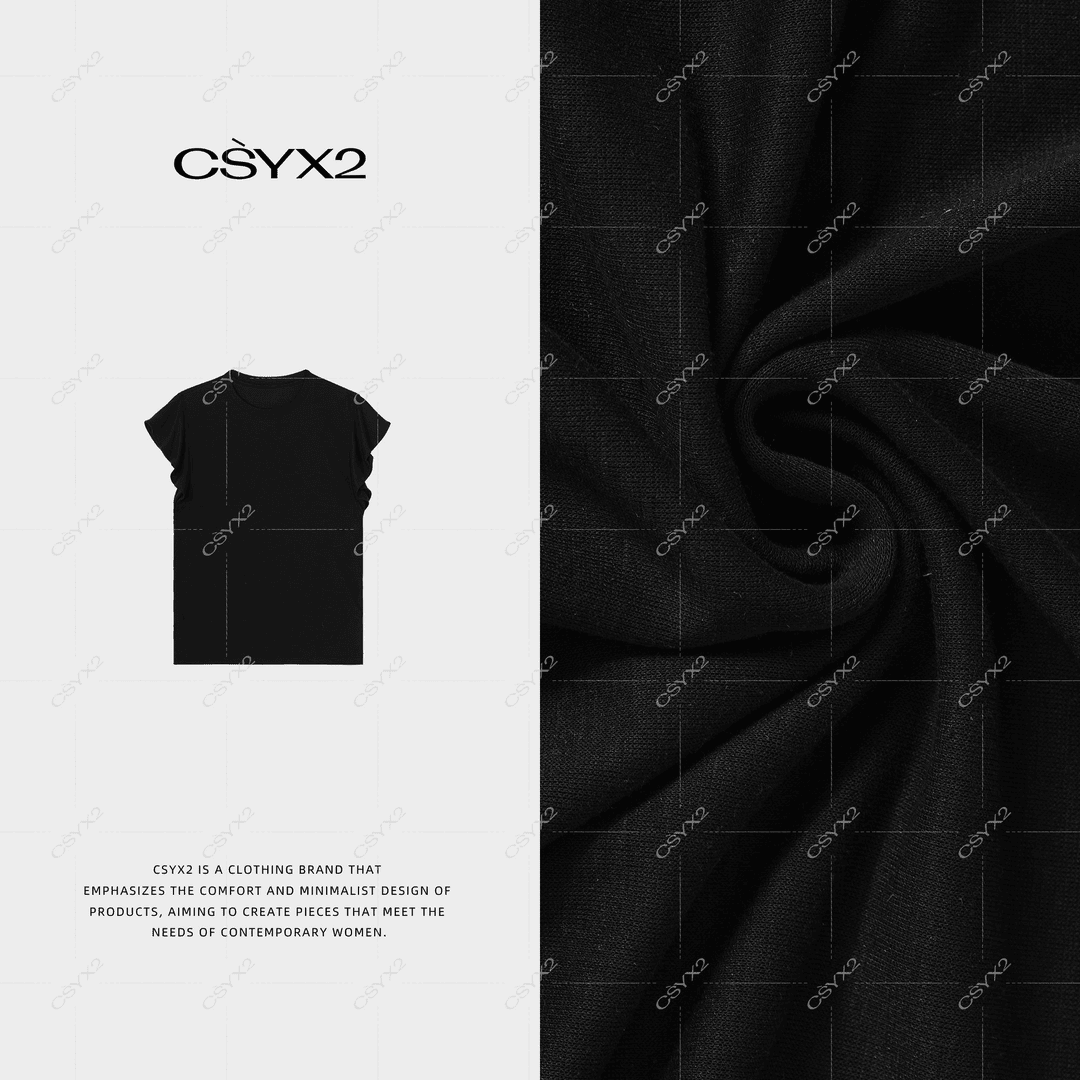csyx2 -2024S/S时尚简约泡泡袖新款圆领T恤S11069