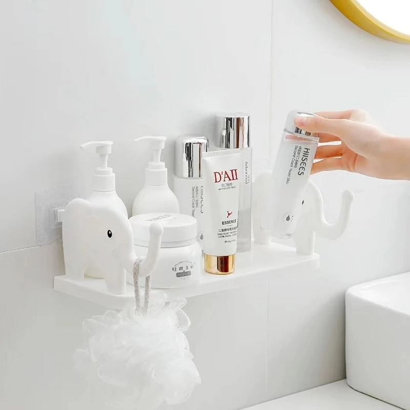 免打孔卫生间大象置物架壁挂式家用浴室置物架挂墙式吸壁式洗澡间