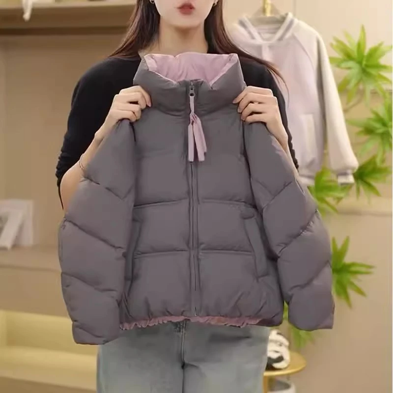 女童拼色短款羽绒棉服2024冬款中大童加厚棉衣棉袄外套冬装面包服